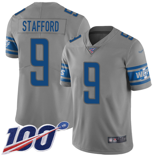 Detroit Lions Limited Gray Men Matthew Stafford Jersey NFL Football #9 100th Season Inverted Legend->youth nfl jersey->Youth Jersey